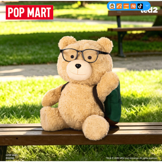 POPMART泡泡玛特共鸣《TED2》 泰迪熊可动毛绒玩偶 HOT NERD TED