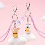 Line Dog Cupid Keychain - White Version
