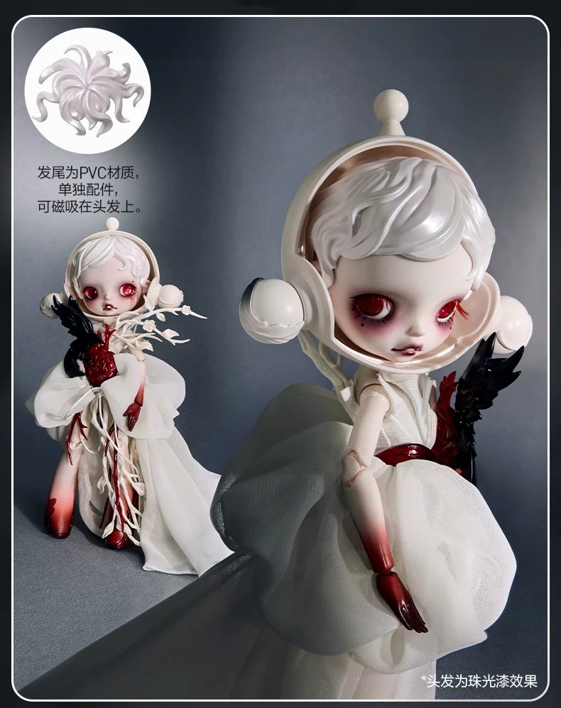 POPMART泡泡玛特SKULLPANDA × GUO PEI 1 6可动人偶摆件