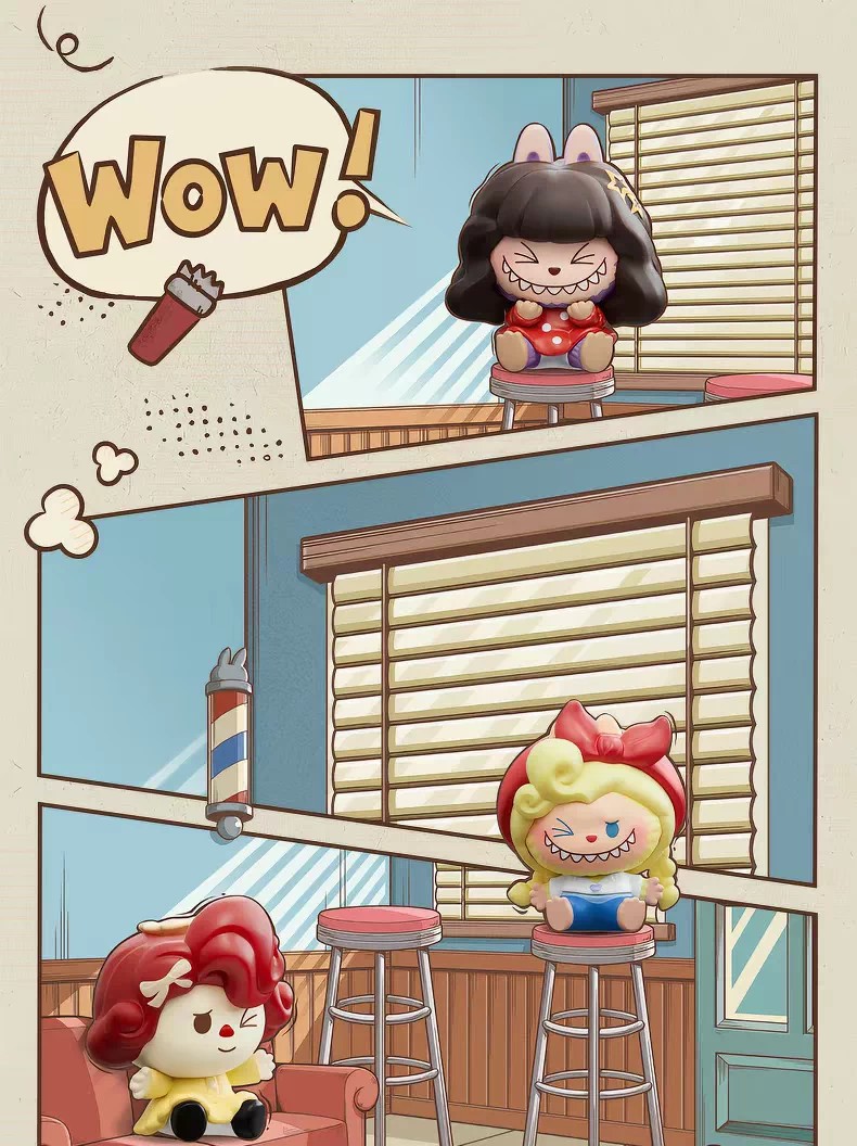 POPMART泡泡玛特泡泡萌粒 THE MONSTERS 复古理发店公仔