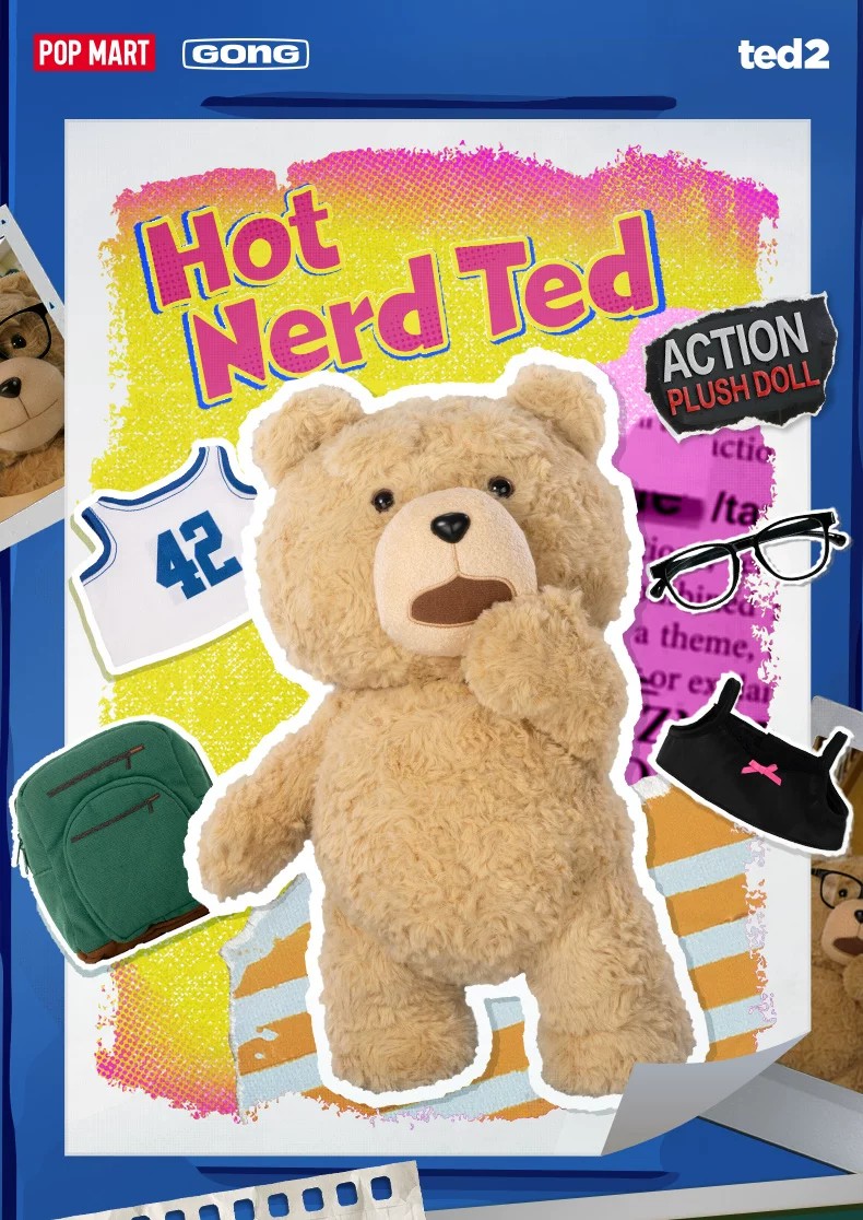 POPMART泡泡玛特共鸣《TED2》 泰迪熊可动毛绒玩偶 HOT NERD TED