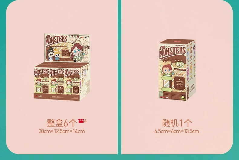 POPMART泡泡玛特THE MONSTERS复古理发店发光冰箱贴盲盒