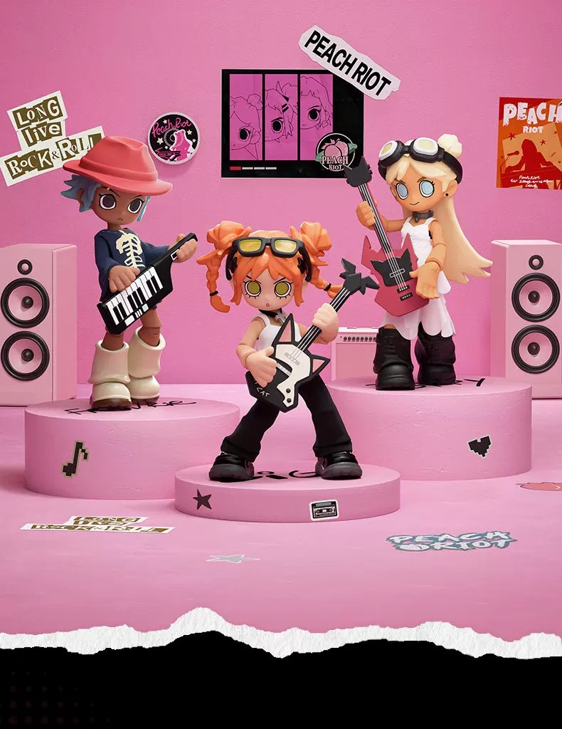 POPMART泡泡玛特Peach Riot 叛桃音乐随行系列积木挂件盲盒
