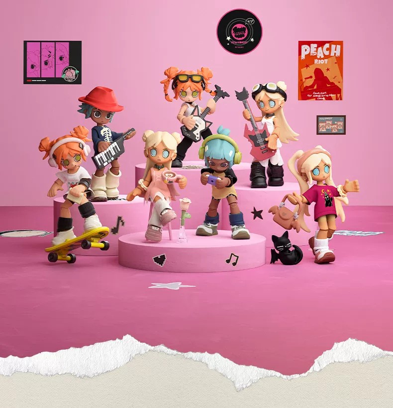 POPMART泡泡玛特Peach Riot 叛桃音乐随行系列积木挂件盲盒