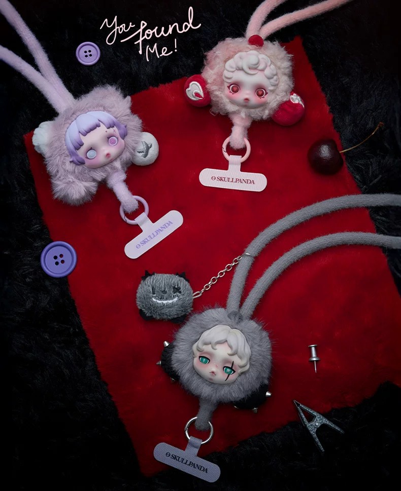 POPMART泡泡玛特SKULLPANDA不眠剧场系列手机挂绳盲盒周边