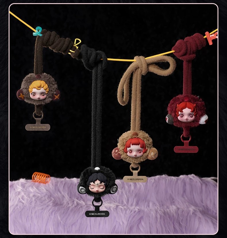 POPMART泡泡玛特SKULLPANDA不眠剧场系列手机挂绳盲盒周边