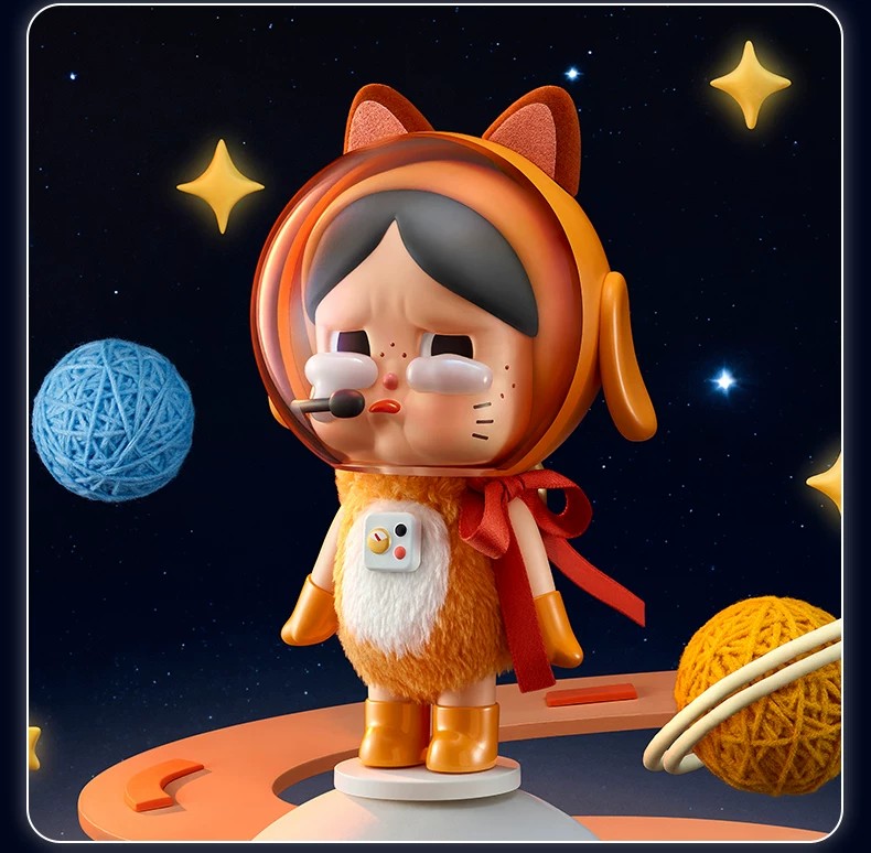 POPMART泡泡玛特Crybaby太空宇航猫手办橘色娃娃摆件