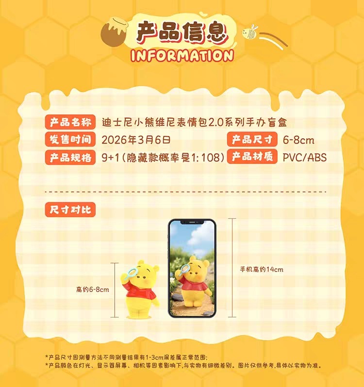 迪士尼小熊维尼表情包2.0系列手办盲盒